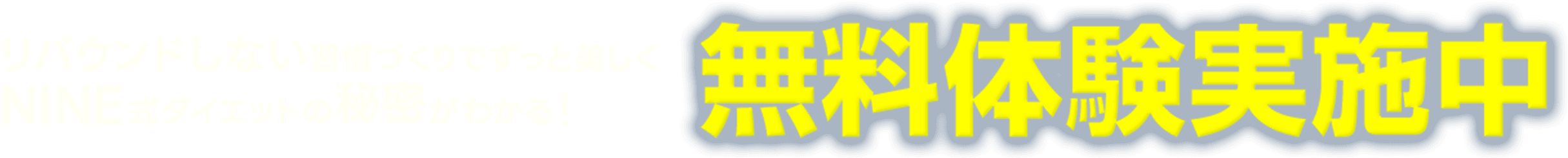 リバウンドしない習慣づくりでずっと美しくNINE式ダイエットの秘密がわかる！無料体験実施中