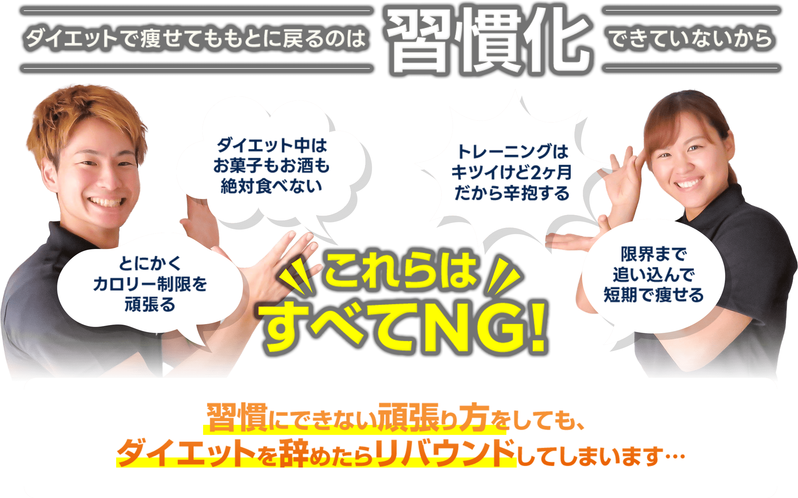 ダイエットで痩せてももとに戻るのは習慣化できていないから。習慣にできない頑張り方をしても、ダイエットを辞めたらリバウンドしてしまいます...